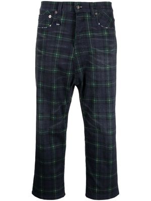R13 plaid-patterned cropped trousers - Green