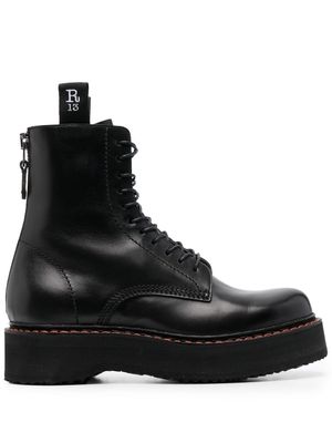 R13 platform leather ankle boots - Black
