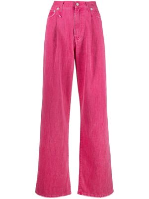 R13 pleat-detailed wide-leg jeans - Pink