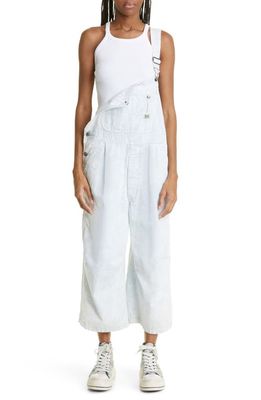R13 Pleated Wide Leg Crop Overalls in Cloudy Blue