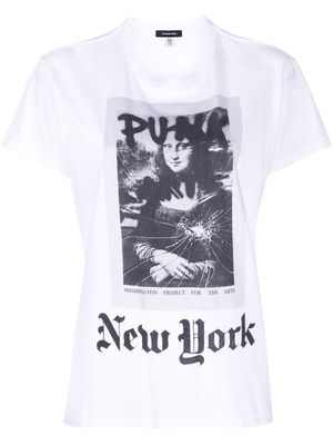 R13 punk Monalisa print T-shirt - White
