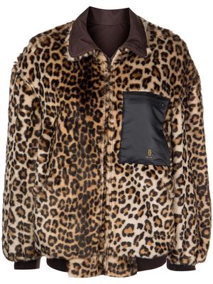 R13 reversible leopard print bomber jacket - Brown