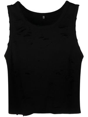 R13 ripped cotton crop top - Black