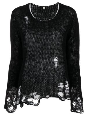 R13 ripped layered cashmere jumper - Black