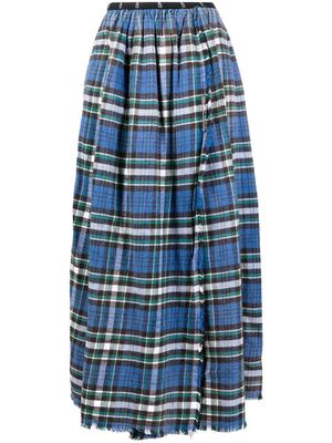 R13 saftey-pin plaid pleated-skirt - Blue
