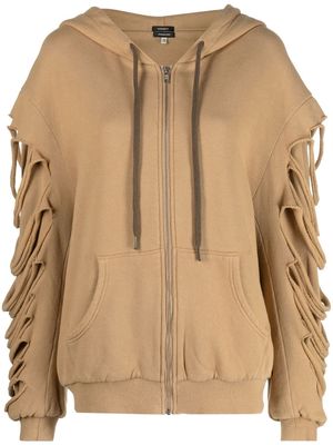 R13 Slashed zip-up hoodie - Brown