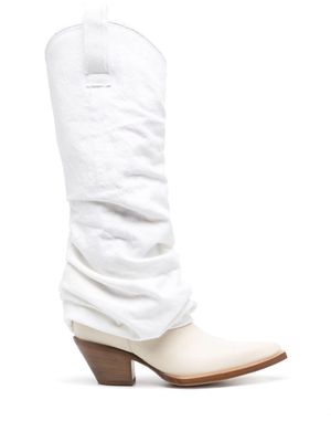 R13 sleeve detail cowboy boots - White