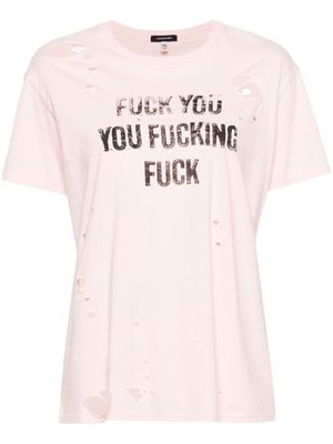 R13 slogan-print cotton T-shirt - Pink
