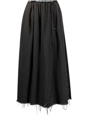 R13 slogan waistband pin skirt - Black