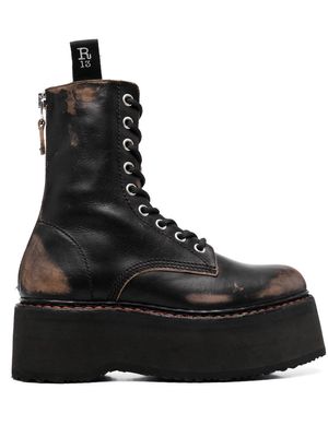 R13 Stack platform combat boots - Brown