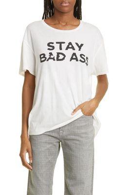 R13 Stay Badass Cotton & Cashmere Graphic T-Shirt in Ecru