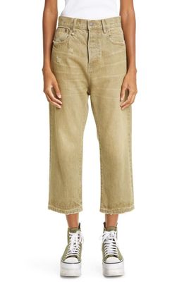 R13 Tailored Drop Crop Jeans in Moss Green