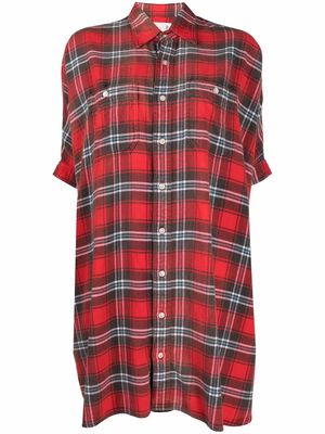 R13 tartan-print shirt dress - Red