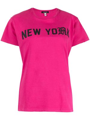 R13 text-print cotton T-shirt - Pink