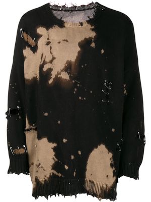 R13 two tone distressed jumper - Black