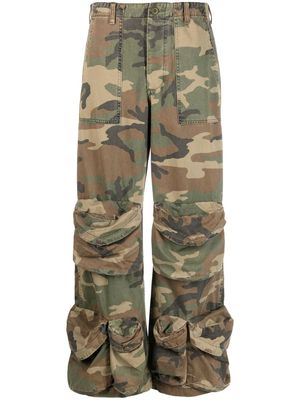 R13 Utility multi-pocket wide-leg camouflage jeans - Green
