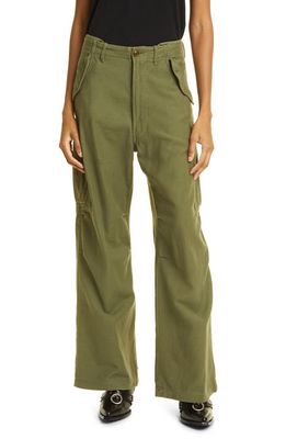 R13 Wide Leg Cotton Cargo Pants in Olive