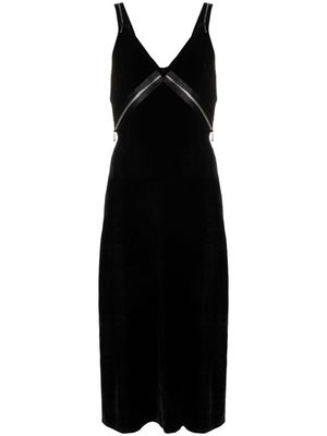 R13 zip-detail V-neck midi dress - Black