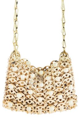 Rabanne 1969 Nano Iconic Shoulder Bag in Light Gold /Pearl