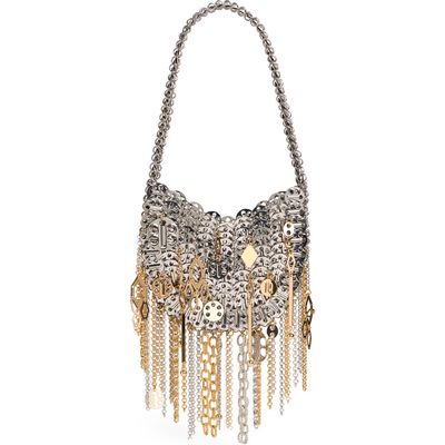 Rabanne 1969 Nano Iconic Tassel Shoulder Bag in Silver /Gold