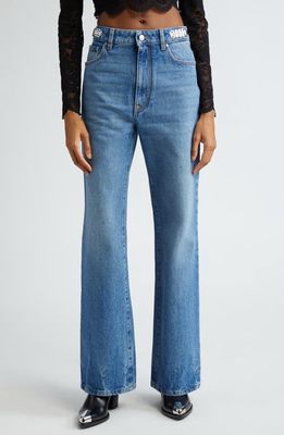 Rabanne 1969 Signature Discs High Waist Wide Leg Jeans in Denim Stone