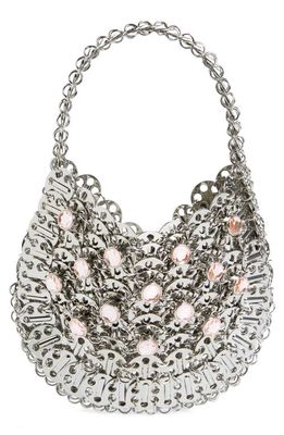 Rabanne 1969 Small Moon Shoulder Bag in Silver /Light Pink
