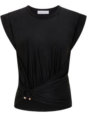 Rabanne asymmetric gathered-detail blouse - Black