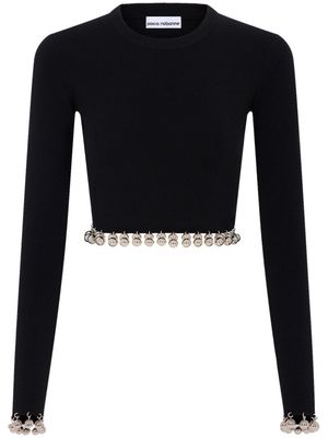 Rabanne bead-detail wool jumper - Black