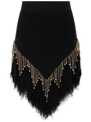 Rabanne bead-embellished linen skirt - Black