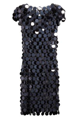 Rabanne Cap Sleeve Sequin Minidress in Black