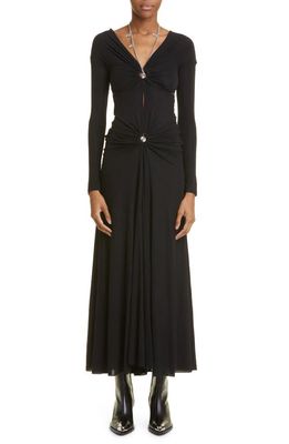 Rabanne Chain Off the Shoulder Long Sleeve Jersey Dress in P001 Black