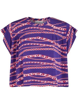 Rabanne chain-print crew-neck T-shirt - Purple