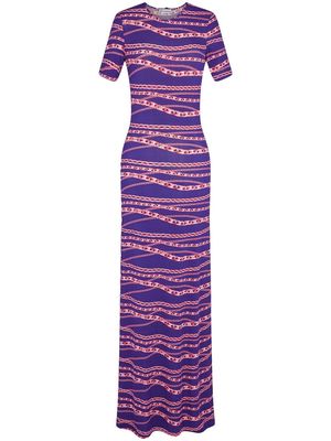 Rabanne chain-print maxi dress - Purple