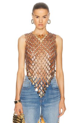 RABANNE Chain Top in Metallic Copper