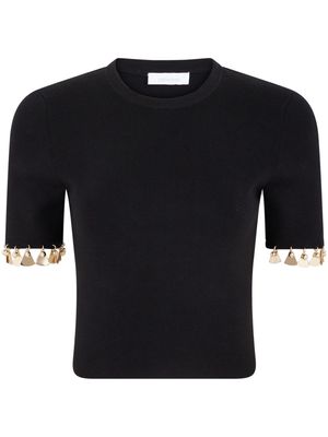 Rabanne charm-trim cropped T-shirt - Black