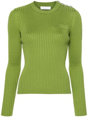 Rabanne crew-neck ribbed-knit top - Green