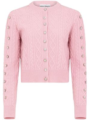 Rabanne crystal-embellished cable-knit cardigan - Pink