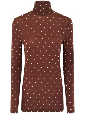 Rabanne crystal-embellished high-neck top - Brown