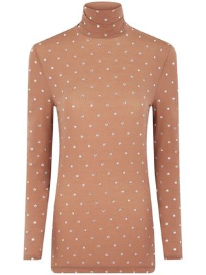 Rabanne crystal-embellished high-neck top - Neutrals