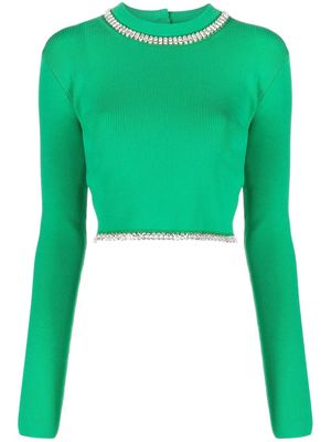 Rabanne crystal-embellished knitted top - Green