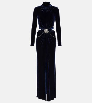 Rabanne Crystal-embellished velvet maxi dress