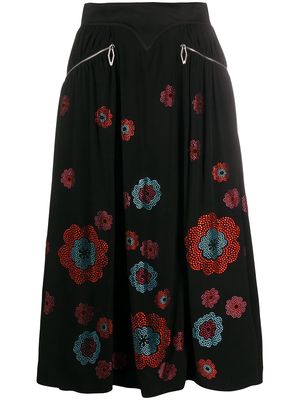 Rabanne crystal floral print skirt - Black
