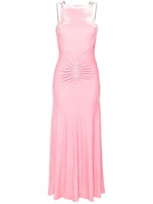 Rabanne crystal-straps velvet maxi dress - Pink