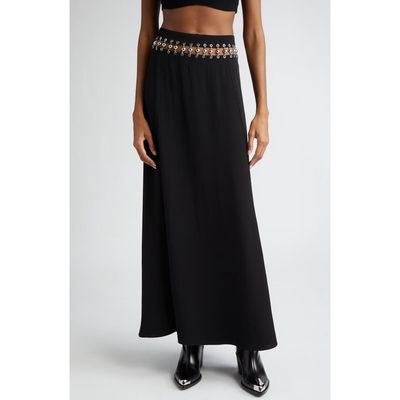 Rabanne Cutout Waist Jersey Skirt in Black at Nordstrom, Size 4 Us