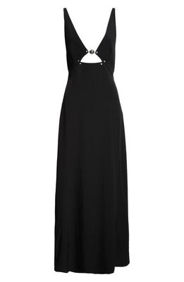 Rabanne Deep V-Neck Cutout Maxi Dress in Black