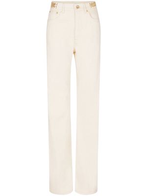 Rabanne Disc-embellished straight-leg trousers - White