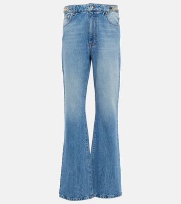 Rabanne Embellished high-rise bootcut jeans