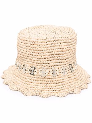 Rabanne embellished sun hat - Neutrals