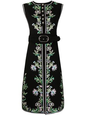 Rabanne floral embroidered midi coat - Black