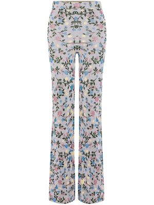 Rabanne floral-jacquard knitted trousers - Grey